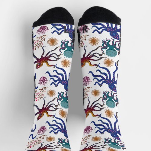 Aquatic animals pattern  ocean underwater life 27 socks