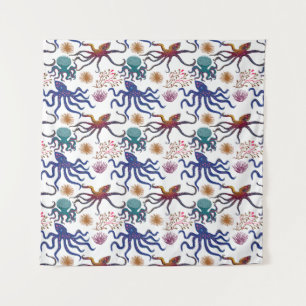 Aquatic animals pattern ocean underwater life 27 tapestry