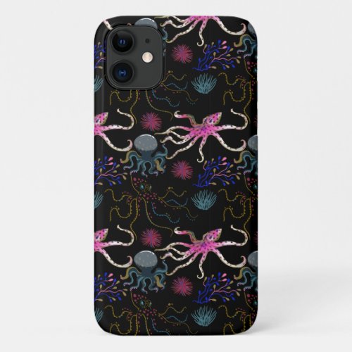 Aquatic animals pattern  ocean underwater life 28 iPhone 11 case