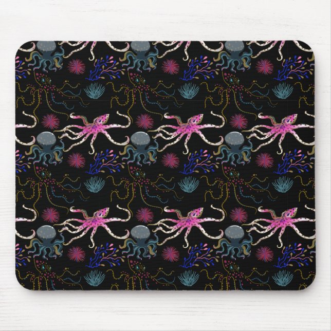 Aquatic animals pattern | ocean underwater life 28 mouse pad (Front)