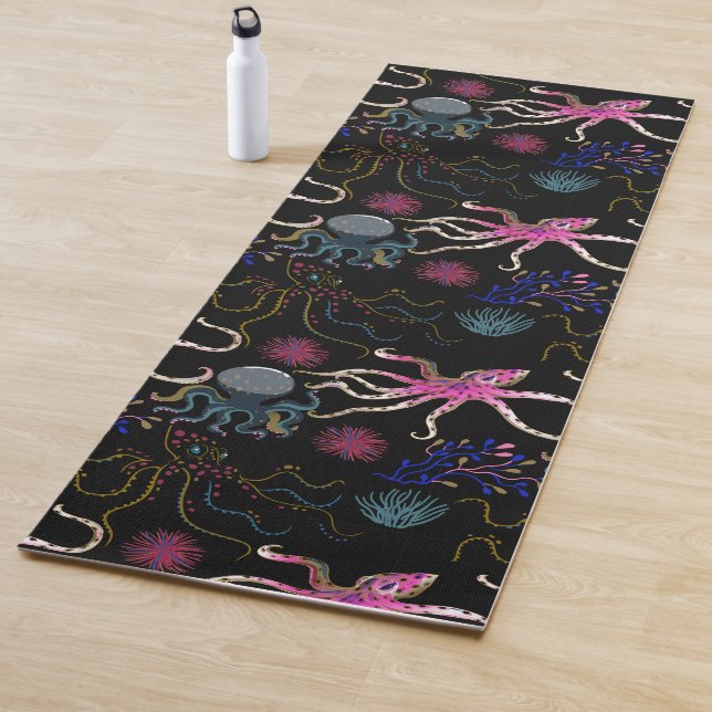 Aquatic animals pattern | ocean underwater life 28 yoga mat (In Situ)