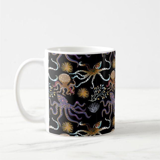 Aquatic animals pattern | ocean underwater life 29 coffee mug (Left)