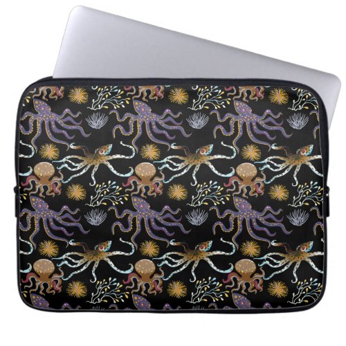 Aquatic animals pattern  ocean underwater life 29 laptop sleeve