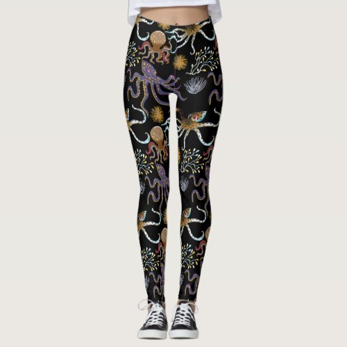 Aquatic animals pattern  ocean underwater life 29 leggings