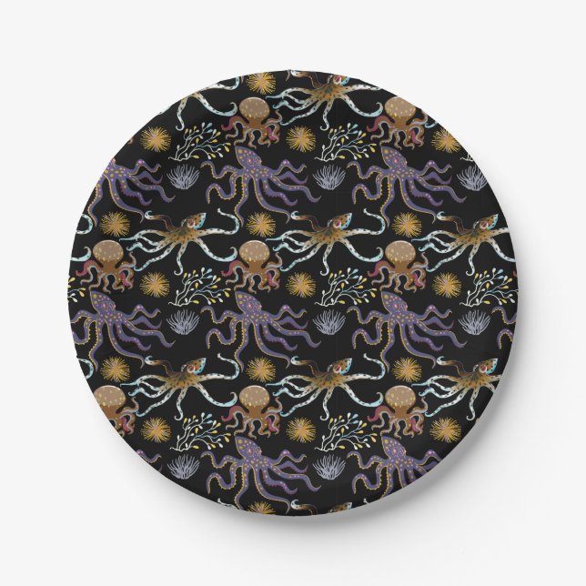 Aquatic animals pattern | ocean underwater life 29 paper plates (Front)