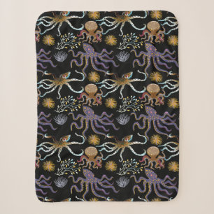 Aquatic animals pattern ocean underwater life 29 sherpa blanket