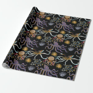 Aquatic animals pattern ocean underwater life 29 wrapping paper
