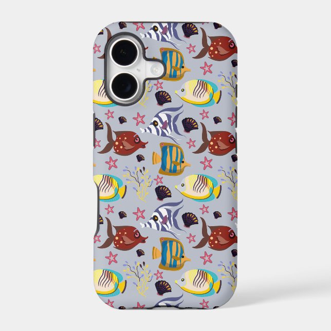 Aquatic animals pattern | ocean underwater life 2 iphone case (Back)