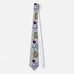 Aquatic animals pattern ocean underwater life 2 neck tie