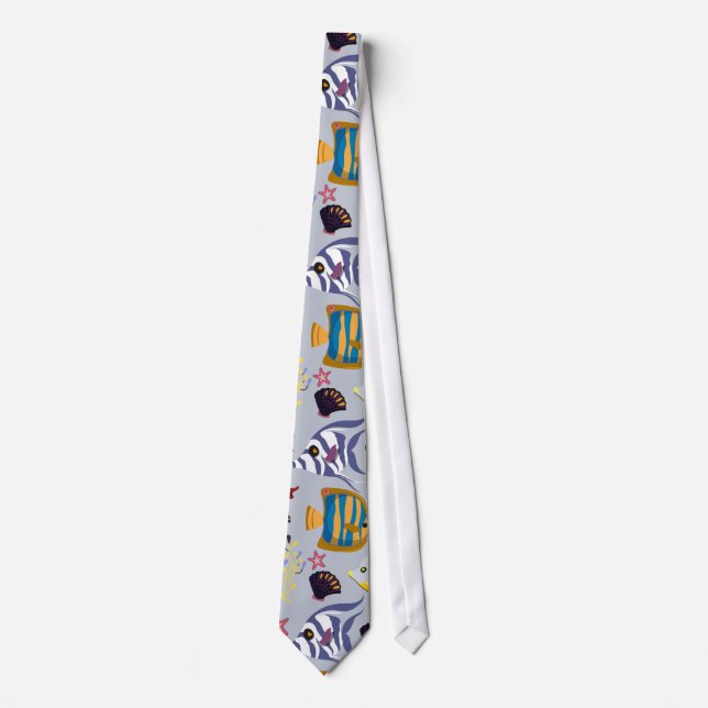 Aquatic animals pattern | ocean underwater life 2 neck tie (Front)