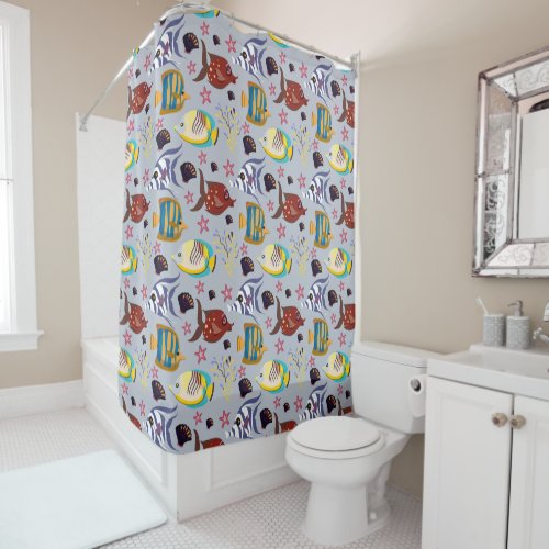 Aquatic animals pattern  ocean underwater life 2 shower curtain