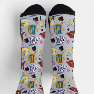 Aquatic animals pattern ocean underwater life 2 socks