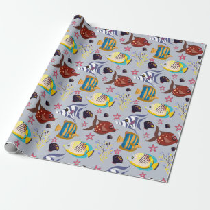 Aquatic animals pattern ocean underwater life 2 wrapping paper