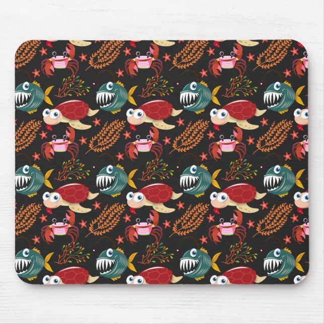 Aquatic animals pattern | ocean underwater life 30 mouse pad (Front)