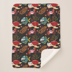 Aquatic animals pattern   ocean underwater life 30 sherpa blanket