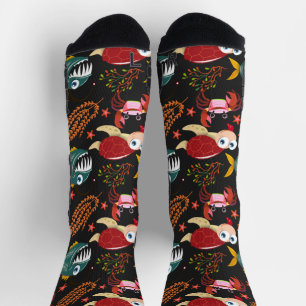 Aquatic animals pattern ocean underwater life 30 socks