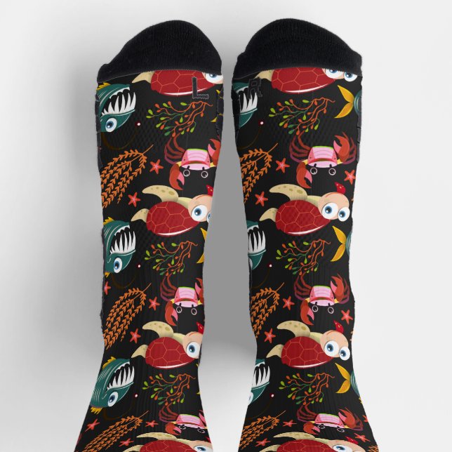 Aquatic animals pattern | ocean underwater life 30 socks (Top)