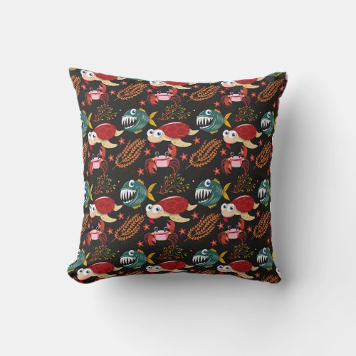 Aquatic animals pattern  ocean underwater life 30 throw pillow