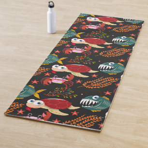 Aquatic animals pattern ocean underwater life 30 yoga mat