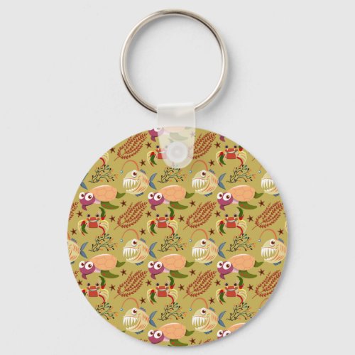 Aquatic animals pattern  ocean underwater life 31 keychain