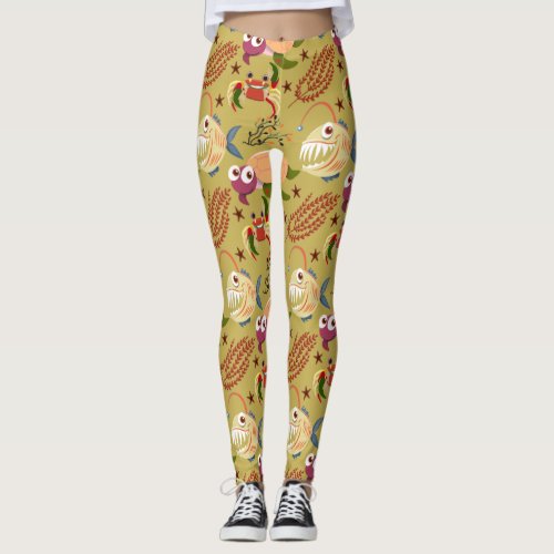 Aquatic animals pattern  ocean underwater life 31 leggings