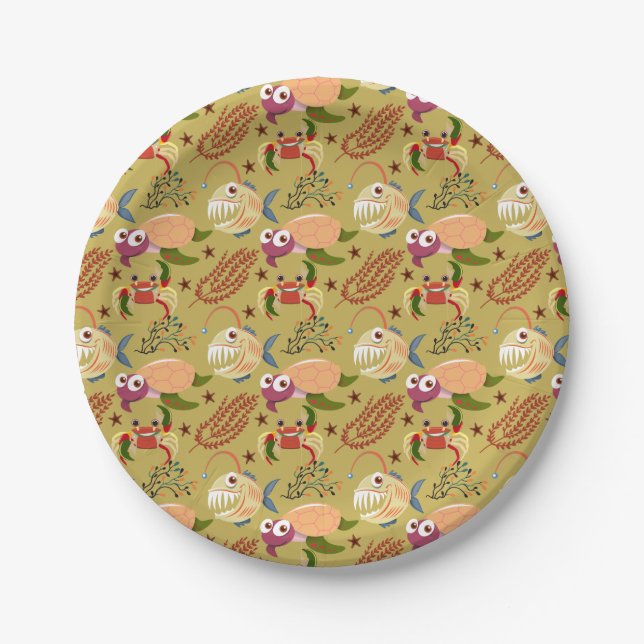 Aquatic animals pattern | ocean underwater life 31 paper plates (Front)