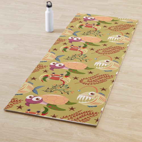 Aquatic animals pattern  ocean underwater life 31 yoga mat