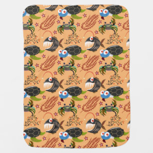 Aquatic animals pattern ocean underwater life 32 baby blanket