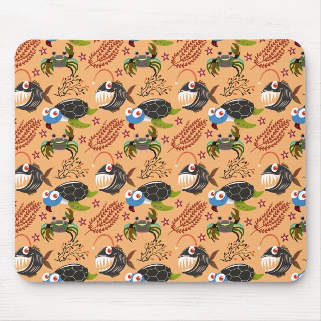 Aquatic animals pattern | ocean underwater life 32 mouse pad (Front)