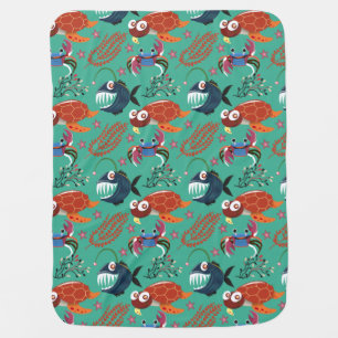 Aquatic animals pattern ocean underwater life 33 baby blanket