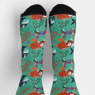 Aquatic animals pattern ocean underwater life 33 socks