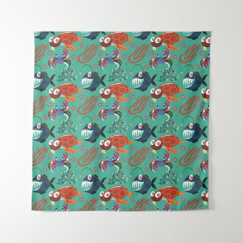 Aquatic animals pattern  ocean underwater life 33 tapestry