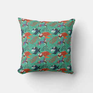 Aquatic animals pattern ocean underwater life 33 throw pillow