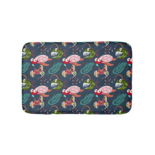 Aquatic animals pattern ocean underwater life 34 bath mat
