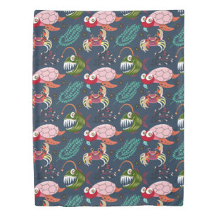 Aquatic animals pattern ocean underwater life 34 duvet cover