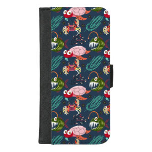 Aquatic animals pattern ocean underwater life 34 iPhone 8/7 plus wallet case