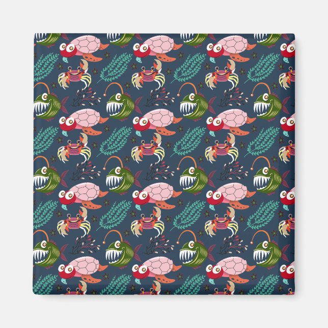 Aquatic animals pattern | ocean underwater life 34 magnet (Front)