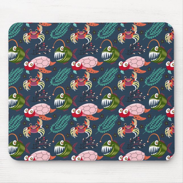 Aquatic animals pattern | ocean underwater life 34 mouse pad (Front)