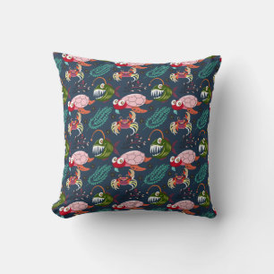 Aquatic animals pattern ocean underwater life 34 throw pillow