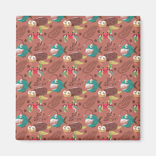 Aquatic animals pattern | ocean underwater life 35 magnet (Front)