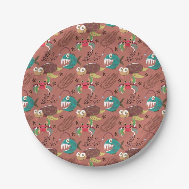 Aquatic animals pattern | ocean underwater life 35 paper plates (Front)