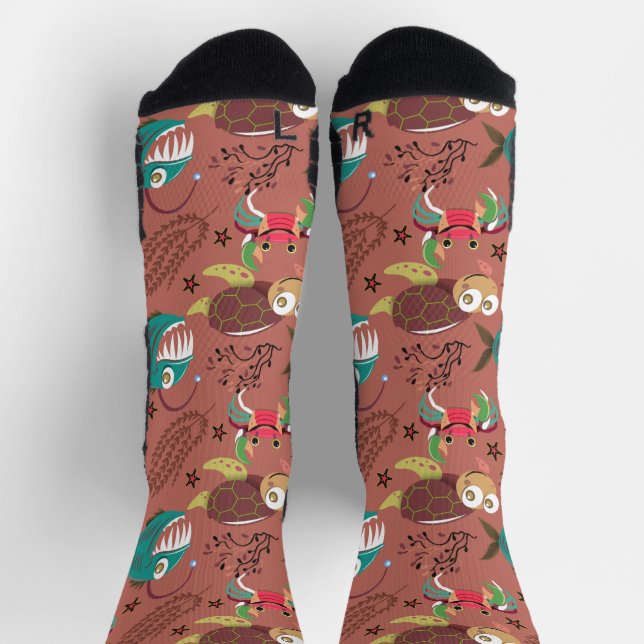Aquatic animals pattern | ocean underwater life 35 socks (Top)