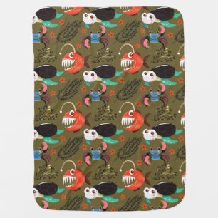 Aquatic animals pattern ocean underwater life 36 baby blanket