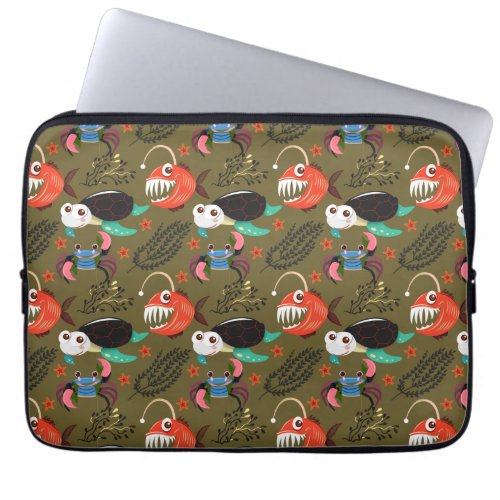 Aquatic animals pattern  ocean underwater life 36 laptop sleeve