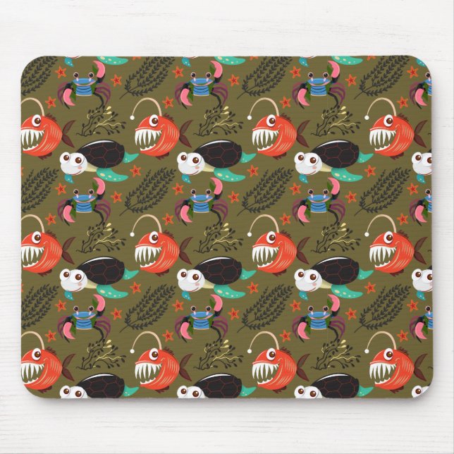 Aquatic animals pattern | ocean underwater life 36 mouse pad (Front)