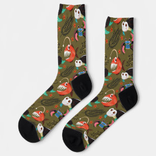 Aquatic animals pattern ocean underwater life 36 socks