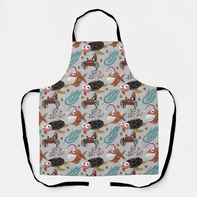 Aquatic animals pattern | ocean underwater life 37 apron (Front)