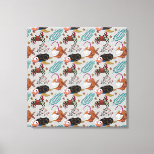 Aquatic animals pattern ocean underwater life 37 canvas print