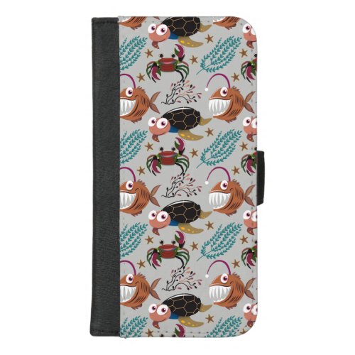 Aquatic animals pattern  ocean underwater life 37 iPhone 87 plus wallet case