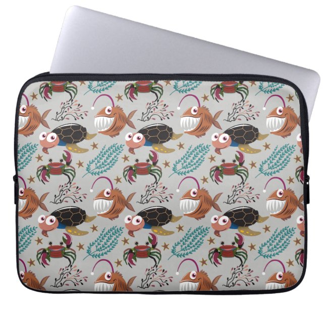 Aquatic animals pattern | ocean underwater life 37 laptop sleeve (Front)